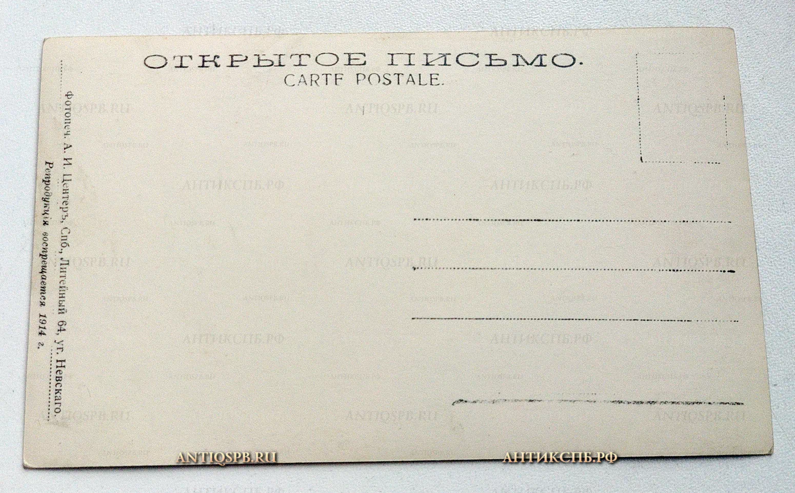 Открытка старинная, открытое письмо "Тарховка - Берег Разлива. Сестрорецк". Фотопечать. А.И. Центер. Россия. Нач. ХХ века. №5115